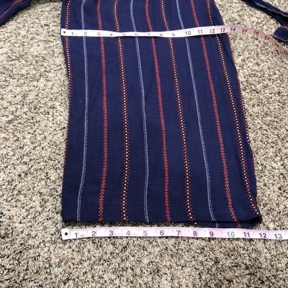 Francesca’s Collection Davina Wide Leg Jumpsuit Size Medium Navy Blue Striped - Picture 10 of 10